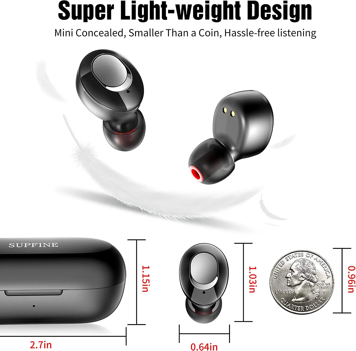 Wireless Earbuds Supfine V10 Bluetooth 5.2 Ear Buds & Wireless Charging Case