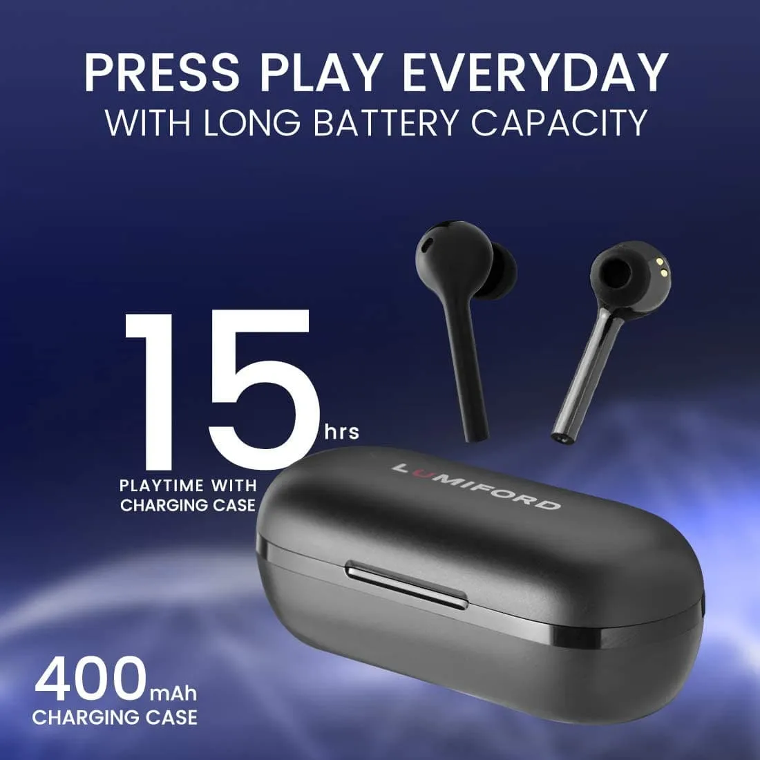 Wireless Water Resistant Bluetooth V5.0 Earbuds with Built-in Mic