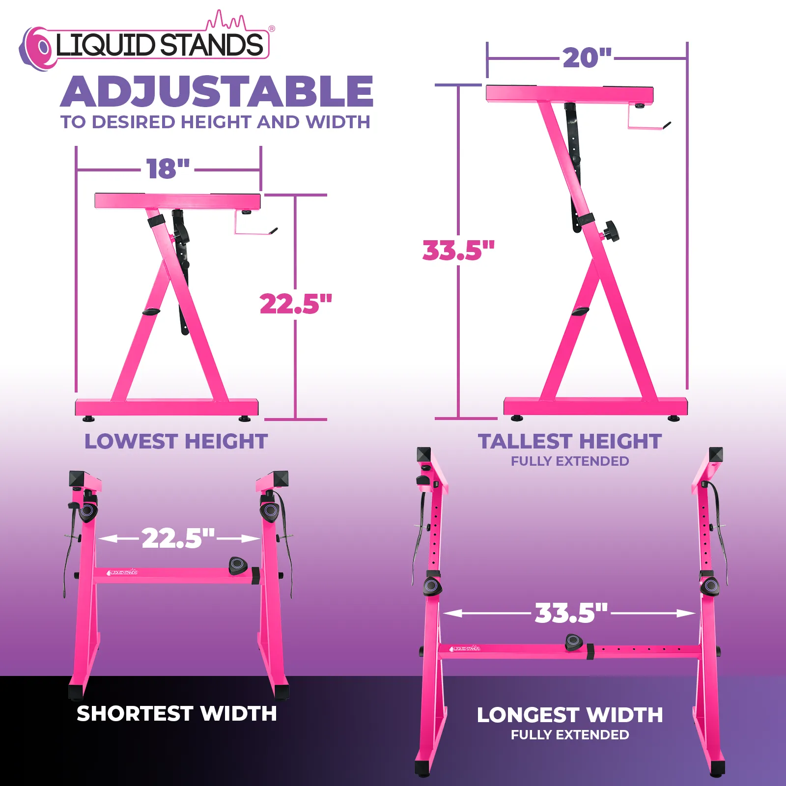 WS Adjustable Z Shape Pink Keyboard Stand