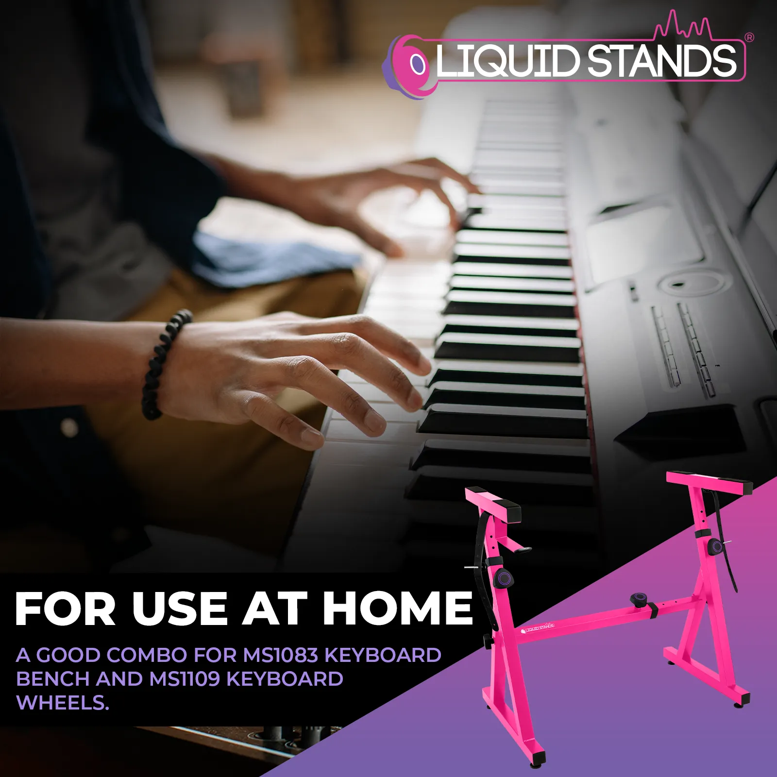 WS Adjustable Z Shape Pink Keyboard Stand