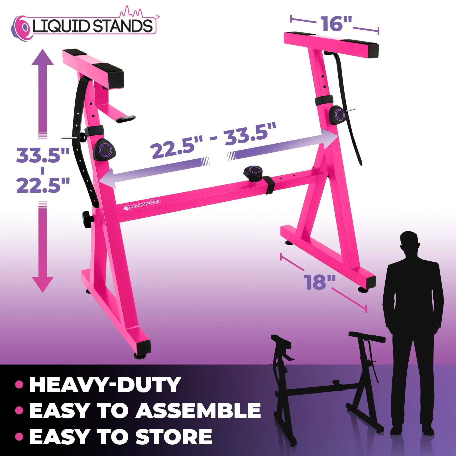 WS Adjustable Z Shape Pink Keyboard Stand